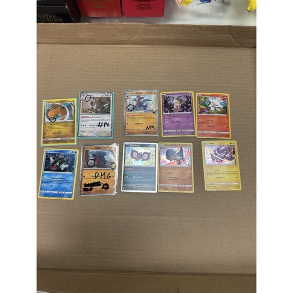 Lot of 10 pokemon cards WITH SWIRLS 🌀 mimikyu dragonite scorbunny promos holos